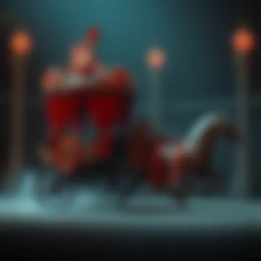 A chariot featuring ornate shoulder pads that resemble stage curtains, showcasing artistic design.