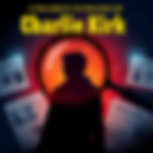 An illustration depicting an investigation into Charlie Kirk's death, with images of a magnifying glass, newspaper clippings, and a silhouette of a person.