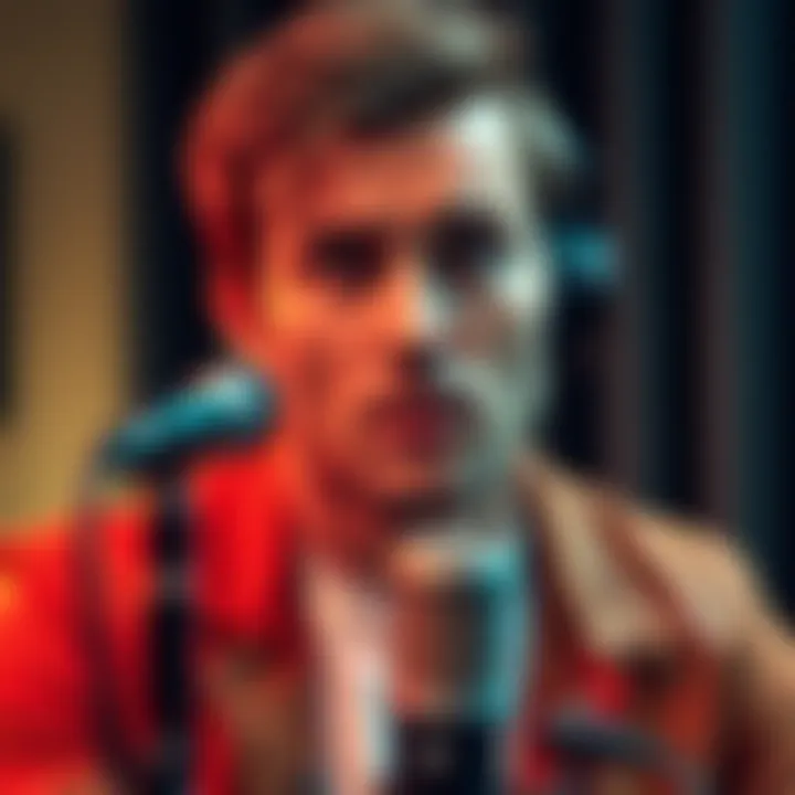 Charlie Kirk speaking in front of a microphone, looking serious with a questioning expression.