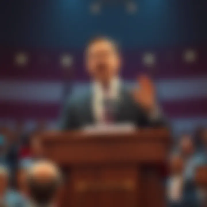 Charlie Kirk addressing an audience, with a political backdrop, hinting at current events