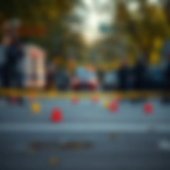 Police investigation at the site of Charlie Kirk's shooting with evidence markers and gathered media