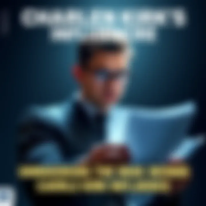 A thoughtful figure analyzing documents related to Charlie Kirk's influence on conservative movements
