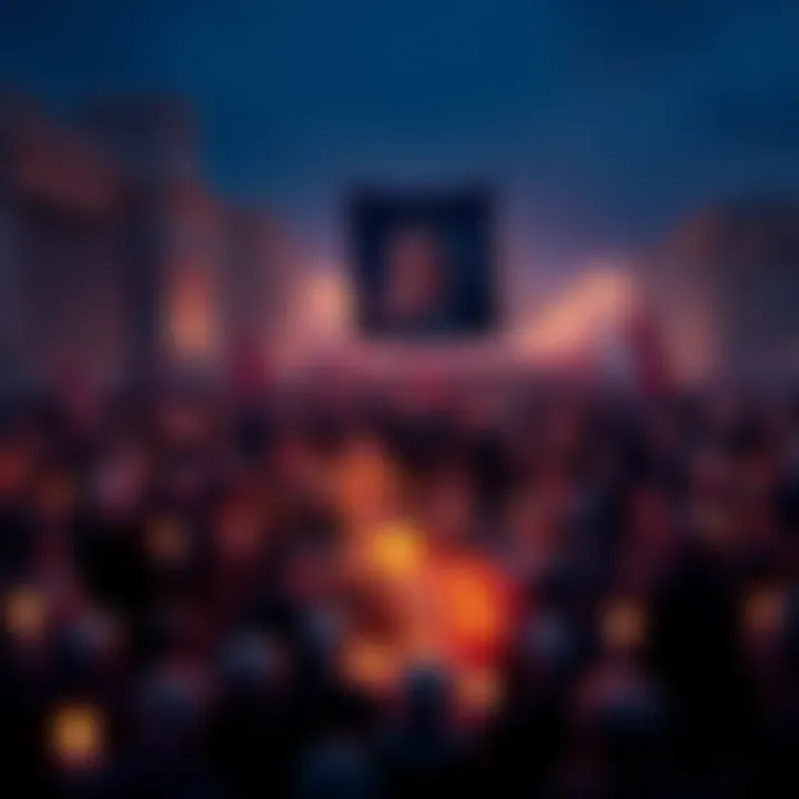 People gathered at Charlie Kirk's memorial with banners and candles, discussing Palantir's influence.