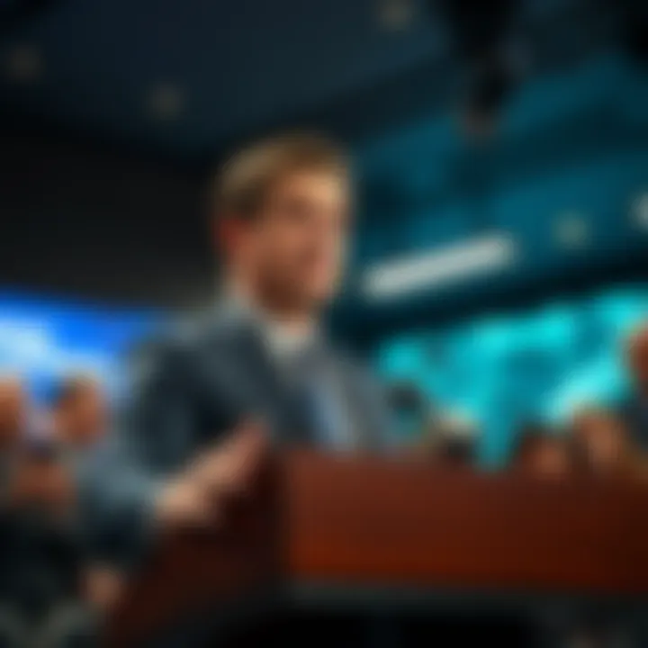 Charlie Kirk speaking at a podium with reporters
