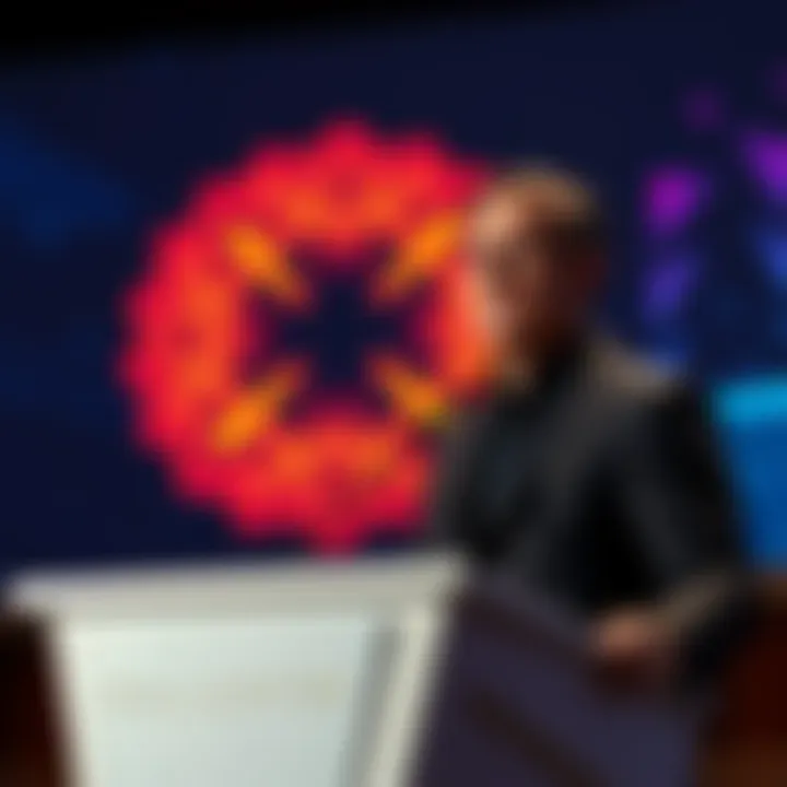 Charlie Kirk speaking at a podium with Palantir logo in the background
