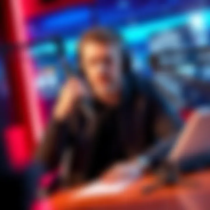 Charlie Kirk speaking into a microphone, discussing the Epstein controversy in his podcast studio.