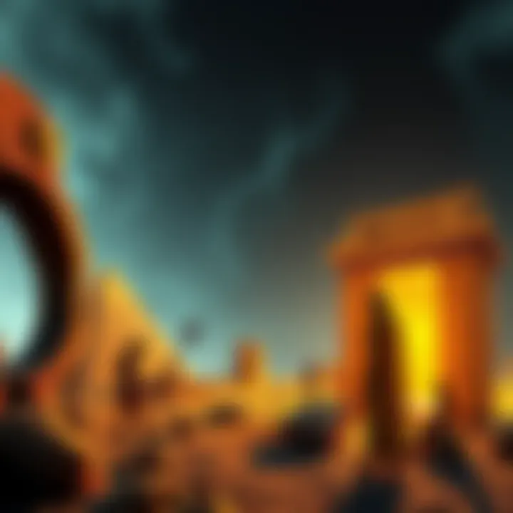 An artistic interpretation of the Charroux Hypothesis, showing ancient humans interacting with unusual artifacts and symbols that suggest alternative views on human origins.