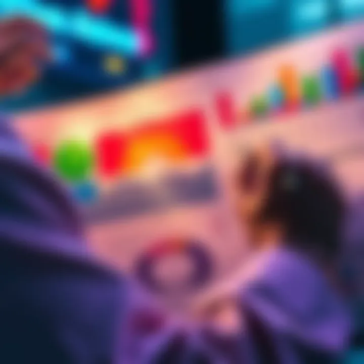 A person studying a colorful chart with notes on personal strengths and weaknesses.