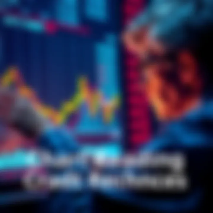 A person analyzing a stock chart with graphs and indicators, focusing on market trends and data interpretation.