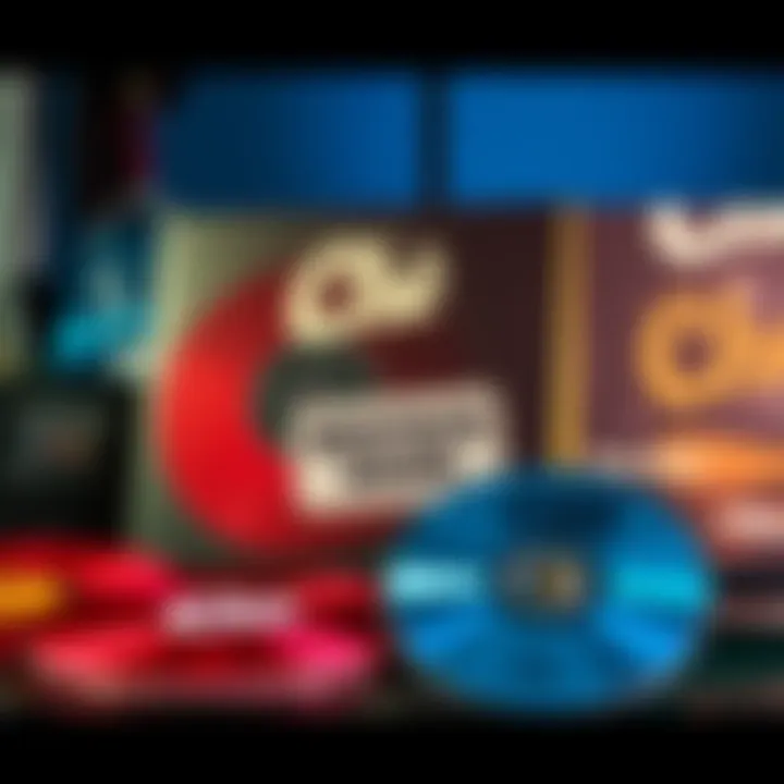 A colorful display of Che Standard Vinyl and Encore CD with a 'Restock Soon' tag