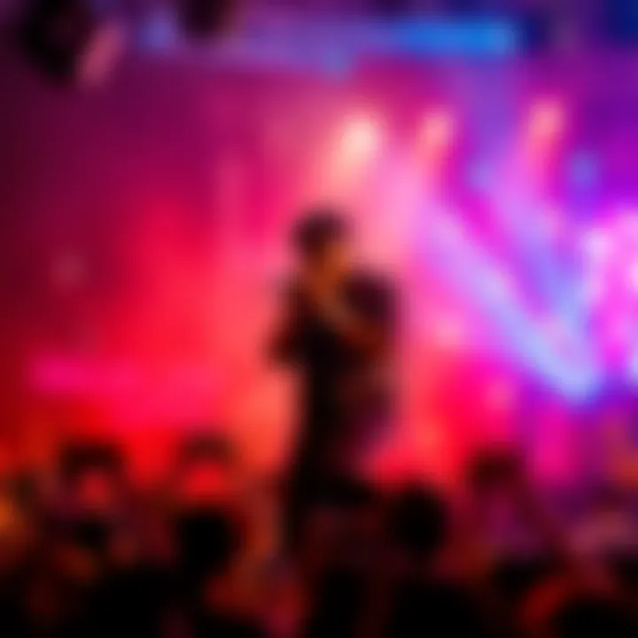 Che on stage at the Rolling Loud Festival with a lively crowd and bright lights in the background
