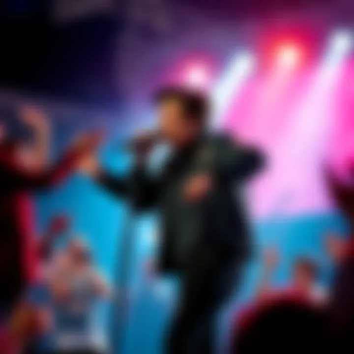 Che performing his new song Che on stage singing an unreleased song titled 'Margot Robbie' as fans cheer