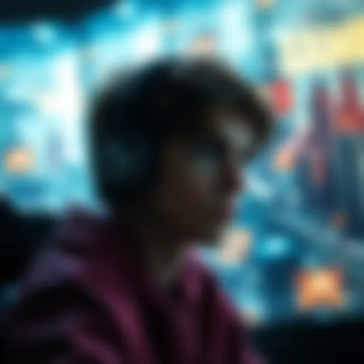 A gamer contemplating the impact of cheat codes, with fragmented images of iconic game worlds in the background, symbolizing lost challenges.