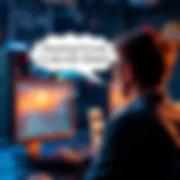 A person looks at a computer screen displaying forum posts, with a thought bubble illustrating a connection to Men In Black hot sheets.