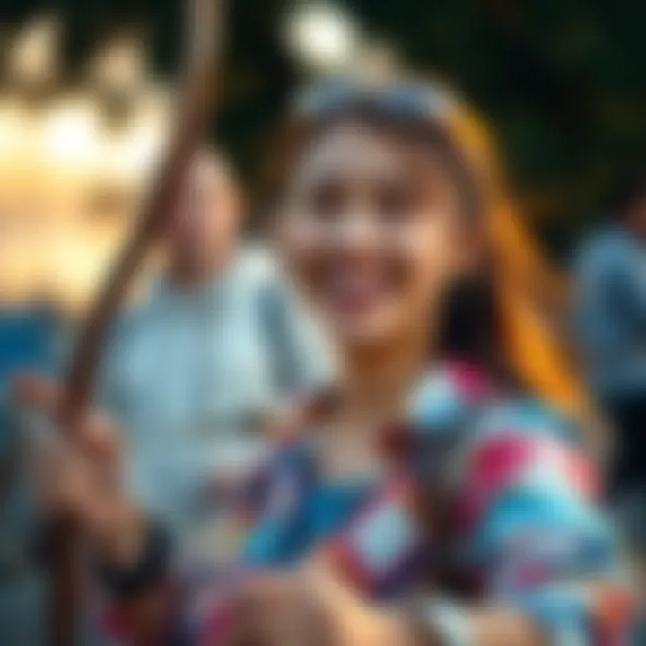 A happy young woman with a bright smile, wearing colorful clothes, captured in a joyful moment outdoors, representing the charming traits of Sagittarius women.