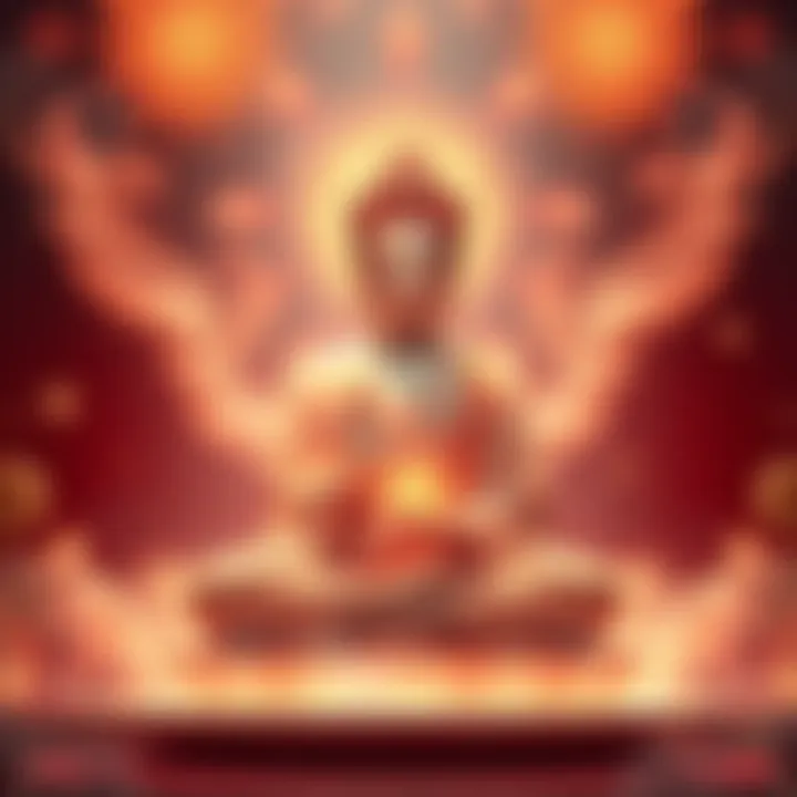 A serene person meditating with a peaceful expression, surrounded by soft light and symbols of compassion, representing the practice of Chenrezig sadhana.