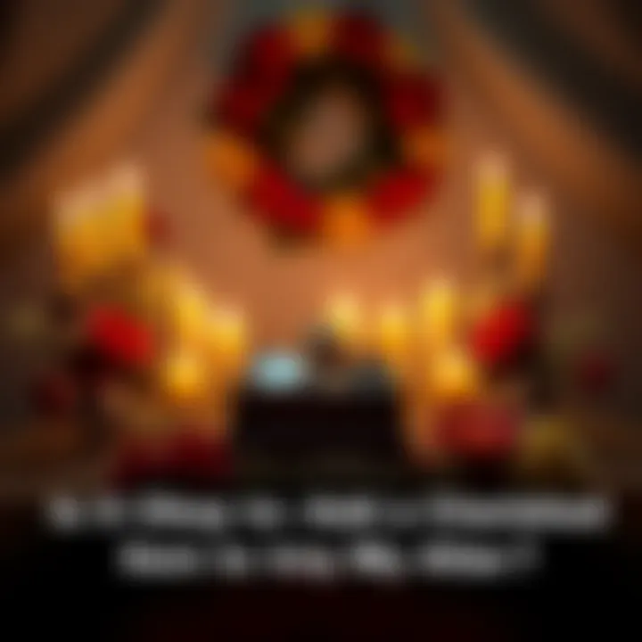 A sentimental keepsake placed on a simple altar surrounded by candles and flowers, symbolizing love and memory.