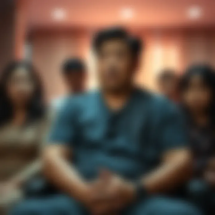 Ches's dad looking surprised while sitting alone, family members in the background with concerned expressions