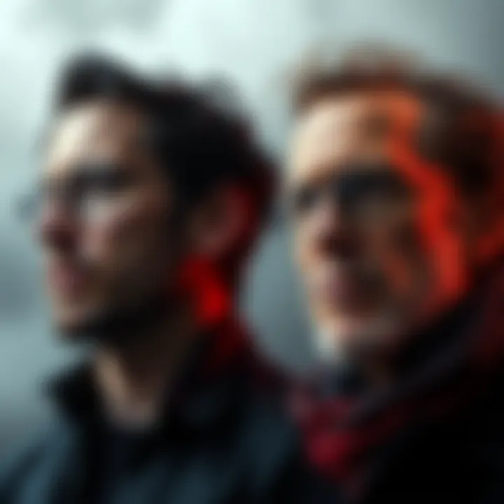 Chester Bennington and Chris Cornell Portraits of Chester Bennington and Chris Cornell with a somber background