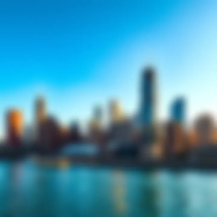 A view of Chicago's skyline featuring iconic buildings and a clear blue sky