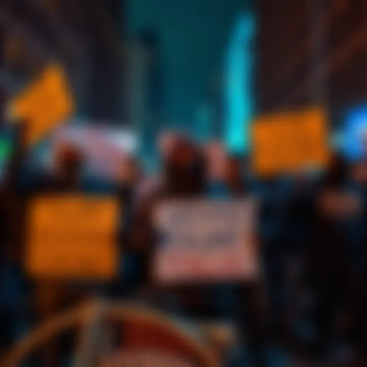 Gang members in Chicago showing defiance while holding signs threatening Trump and federal agents