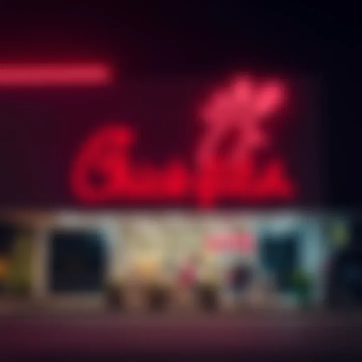 A visually striking representation of the Chick-Fil-A logo with a playful twist on its spelling, featuring nostalgic imagery of childhood memories related to the brand.