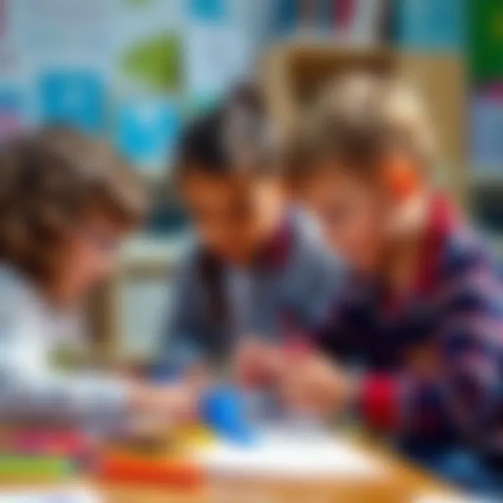 A group of young children engaged in a hands-on learning activity, showing teamwork and compassion as they work together on a project.