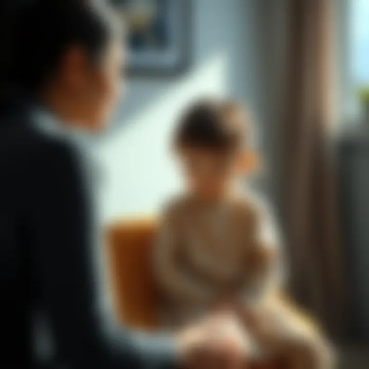 A 10-year-old girl sitting on a chair with a thoughtful expression, sharing vivid memories about her past life with her mother who listens intently beside her.