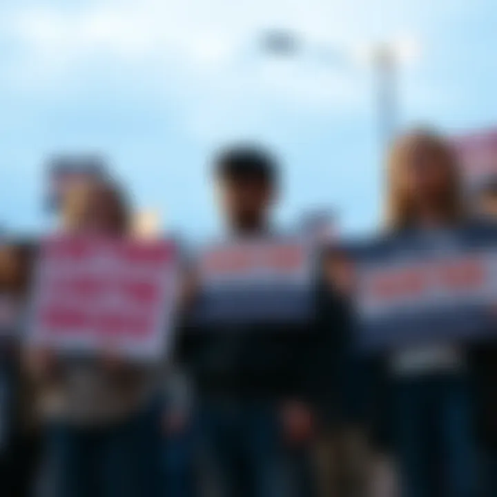 Child Abuse Awareness A group of people holding signs demanding justice for child abuse victims, with serious expressions on their faces, standing in a public space.