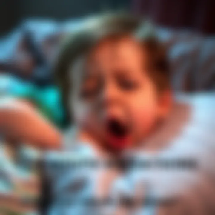 A child lying on a pillow, breathing through their mouth with a concerned expression.