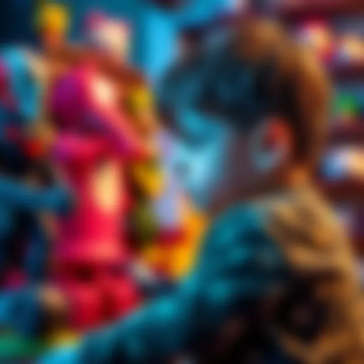 A child looking away from trendy toys, showing disinterest