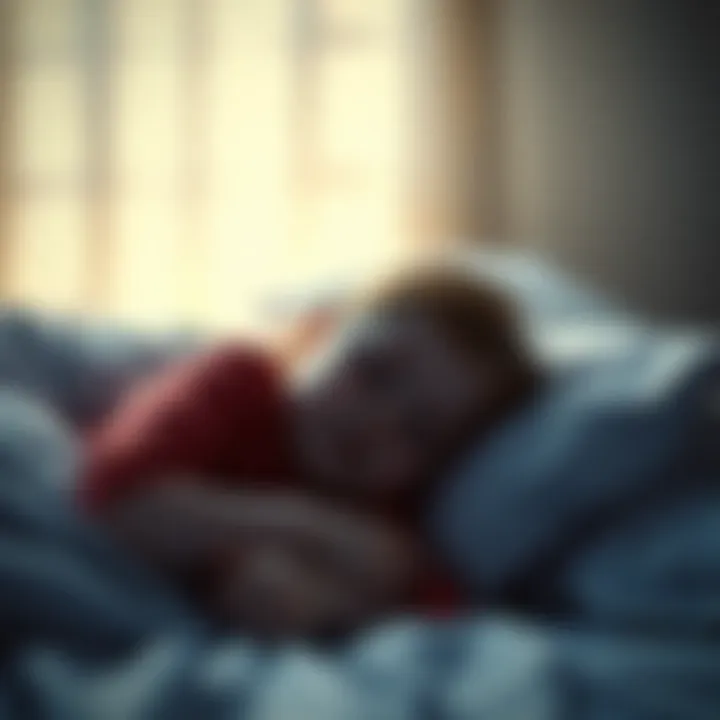 A young girl appears restless in her bed at night, looking confused as she stirs from sleep.