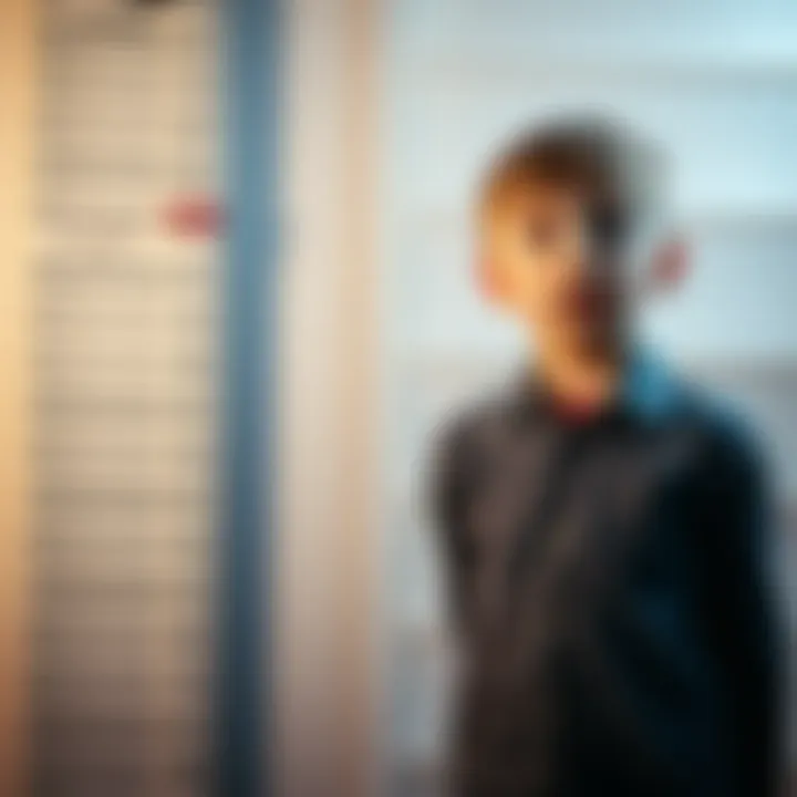 A young boy stands tall next to a height chart, with a surprised expression, showing a marked height difference from January to May 2003.