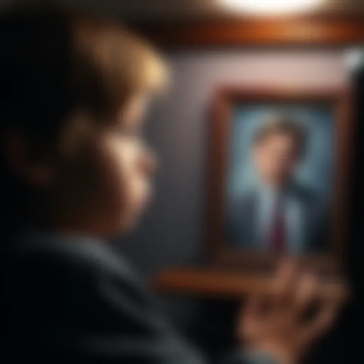 A young child stares at a framed photo of their father, showing a mix of concern and anxiety about losing him.