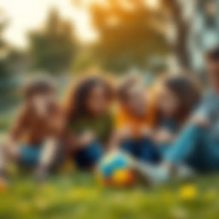 A group of friends playing outside, enjoying childhood games and reliving memories from 2016 with smiles and laughter.