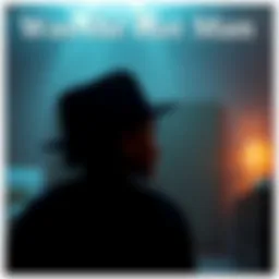 A young child gazes at a shadowy figure wearing a hat, in a dimly lit room, evoking a sense of comfort.