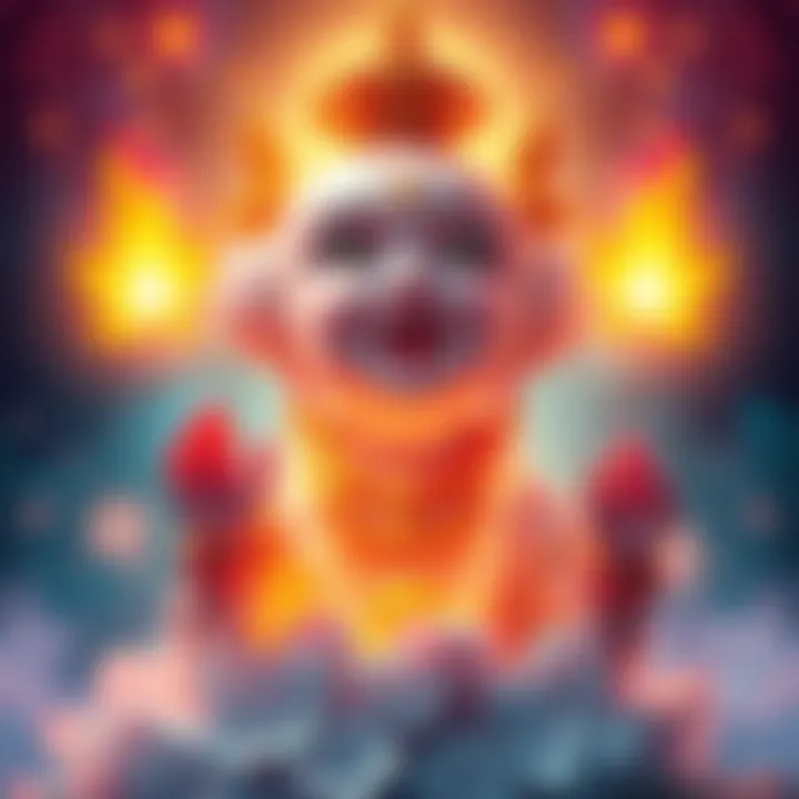 A vibrant and cheerful deity representing childlike innocence, surrounded by symbols of healing and growth, with soft colors and a warm glow.