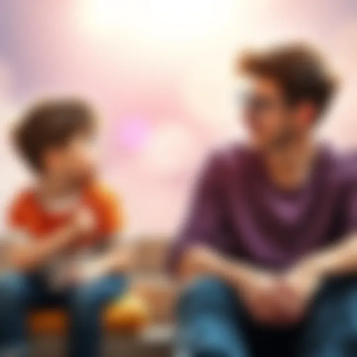 A young child and a young adult are sitting together, sharing thoughts about their future and life choices, with a bright background symbolizing growth and hope.
