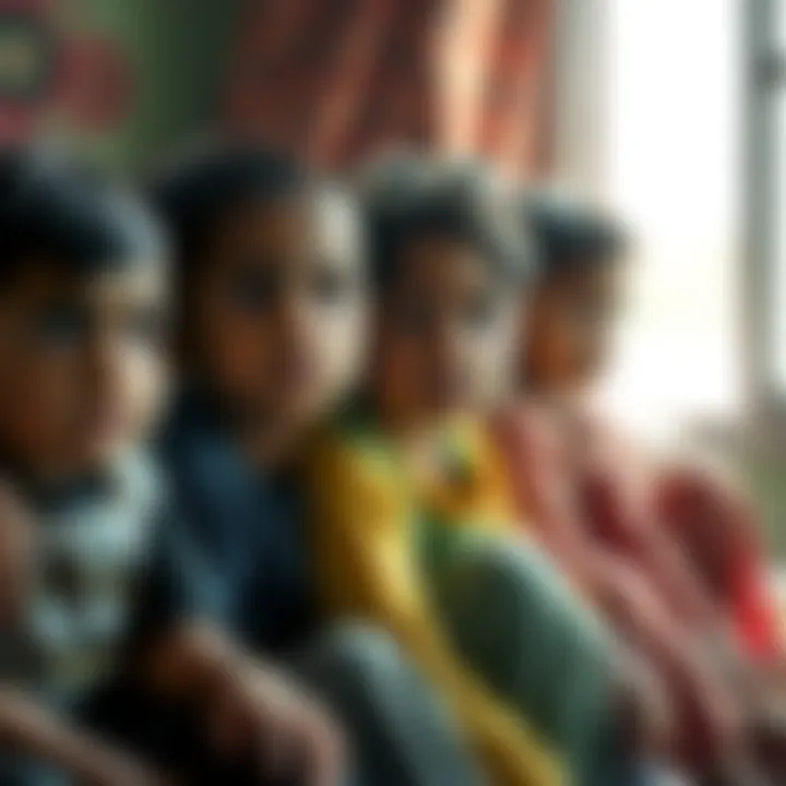 A group of children sitting together with worried expressions, showing emotional distress after a tragic plane crash in Bangladesh