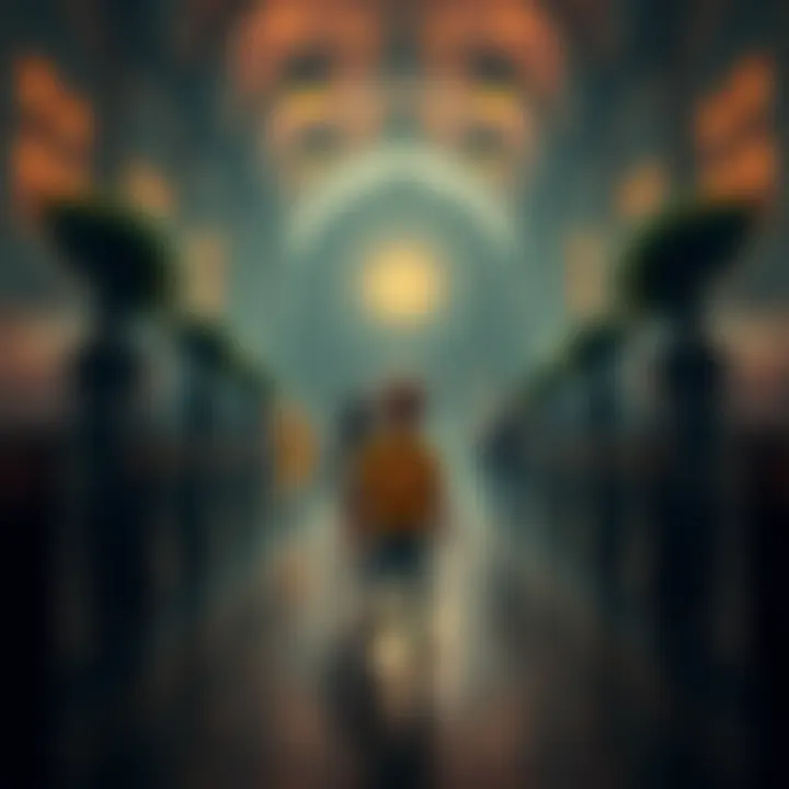 A group of artistic children, marked with a unique symbol, planning an escape from aliens in a stormy church filled with alien crafts.