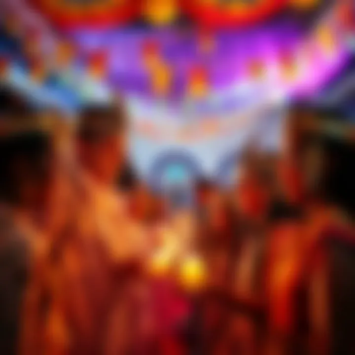A joyful gathering of people celebrating their identity as Children of Bast, with colorful decorations and shared laughter.