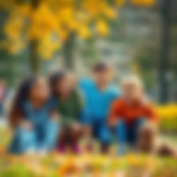 Children playing together A diverse group of children laughing and playing in a park, symbolizing safety and community support for youth.