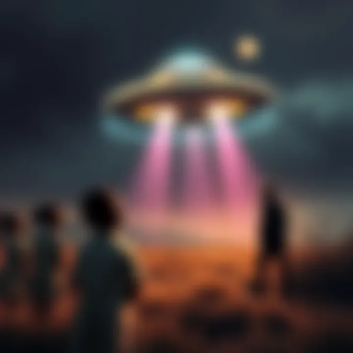 Over 60 children at Ariel School in Zimbabwe observe a UFO landing, with mysterious figures in black suits nearby.