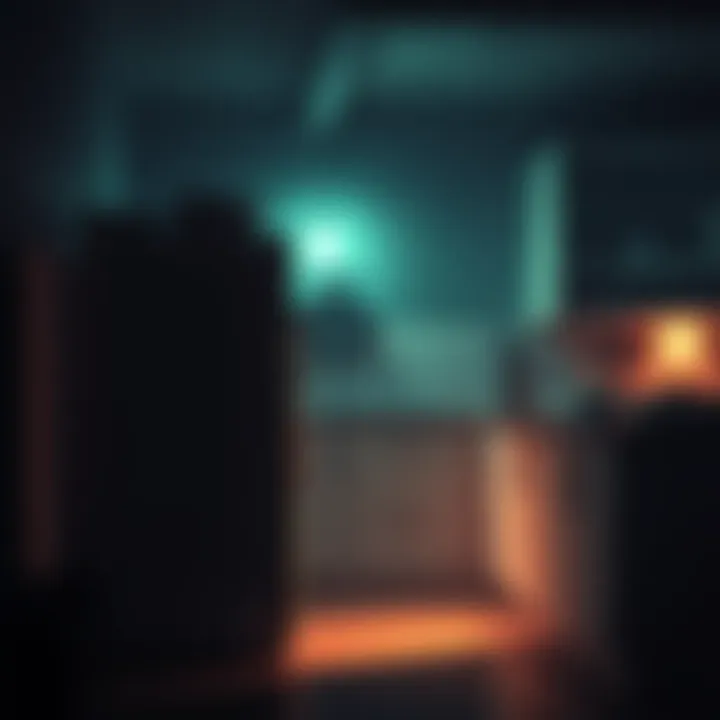 Chilling Shadow Near Refrigerator A dark shadow lurking near a refrigerator in a dimly lit kitchen, hinting at a strange presence