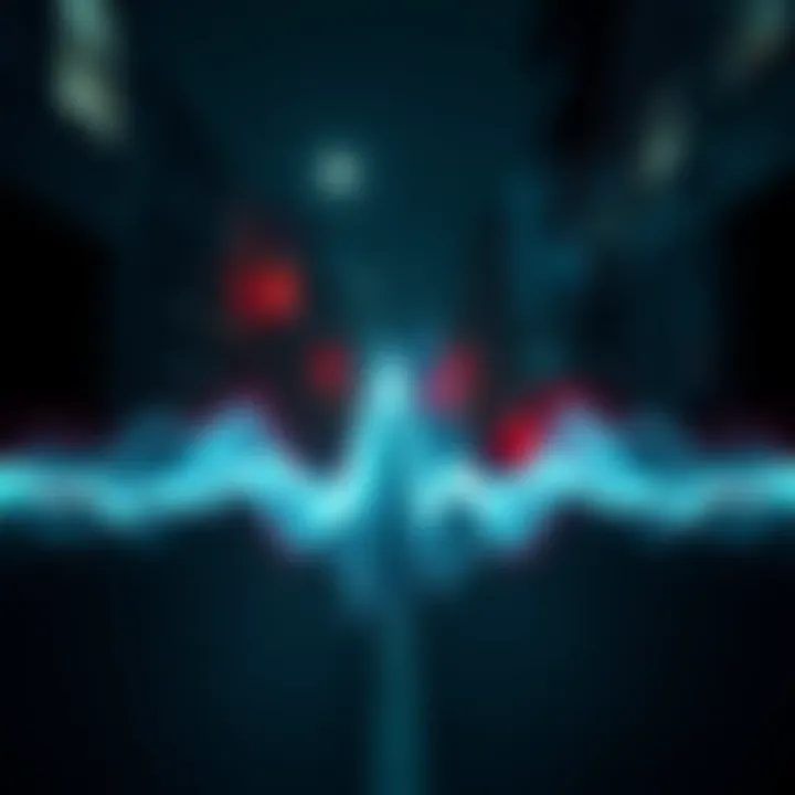 Chilling sound waves echoing in a dark street A dark street with sound waves visualized, representing eerie high-pitched screams