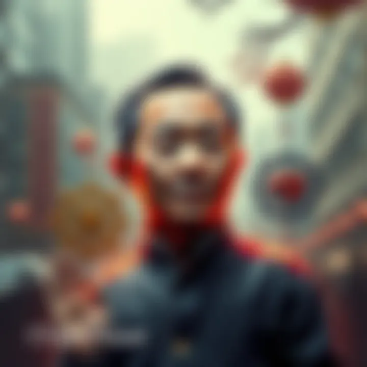 A thoughtful representation of Chip Chase alongside symbols of Traditional Chinese Medicine and the pancreas.