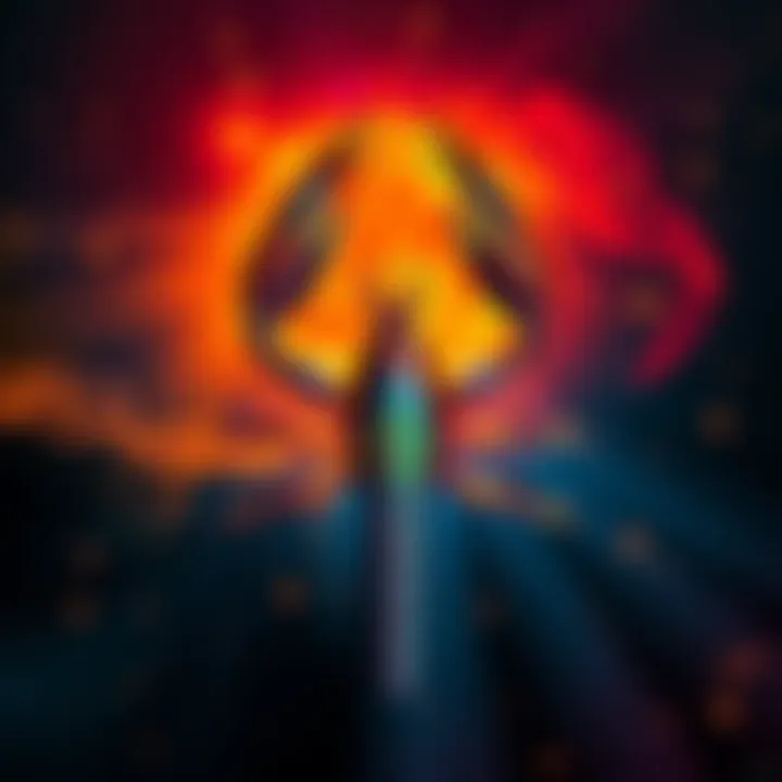 An artistic representation of the Chiron symbol with Scorpio elements, featuring a scorpion and cosmic themes in a colorful background.