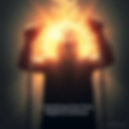 A person breaking chains symbolizing freedom from past wounds and negative patterns, surrounded by a light glow representing healing and growth.