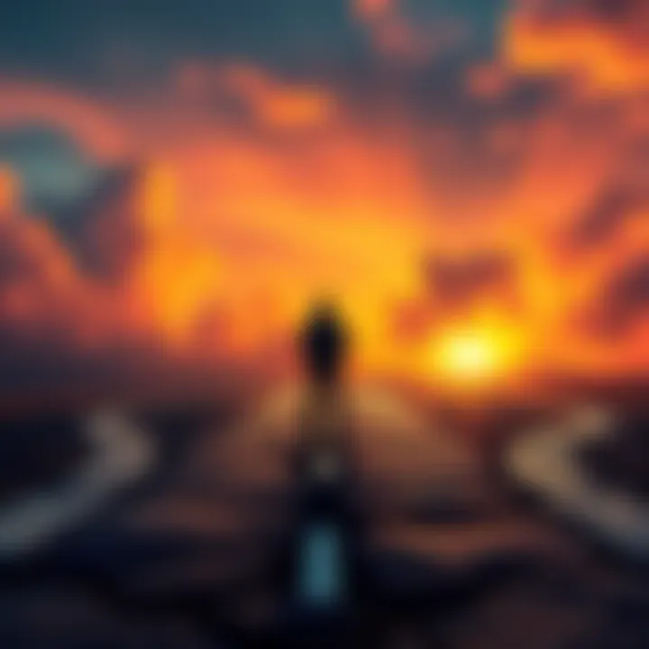 A person standing at a crossroads with multiple paths, representing daily choices and the feeling of free will.