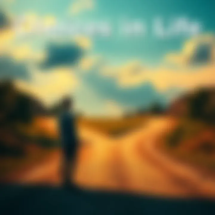 A person standing at a crossroads, contemplating different paths ahead, symbolizing decision-making in life.